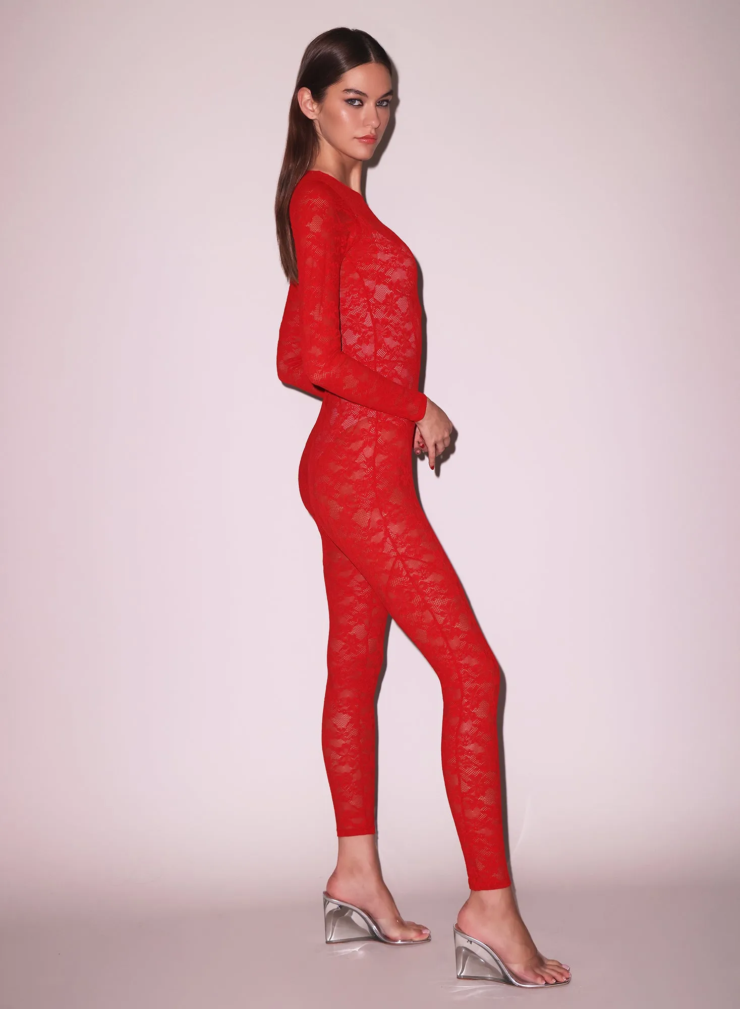 Le Stretch Lace Catsuit sold by Fleur du Mal product image thumbnail 3