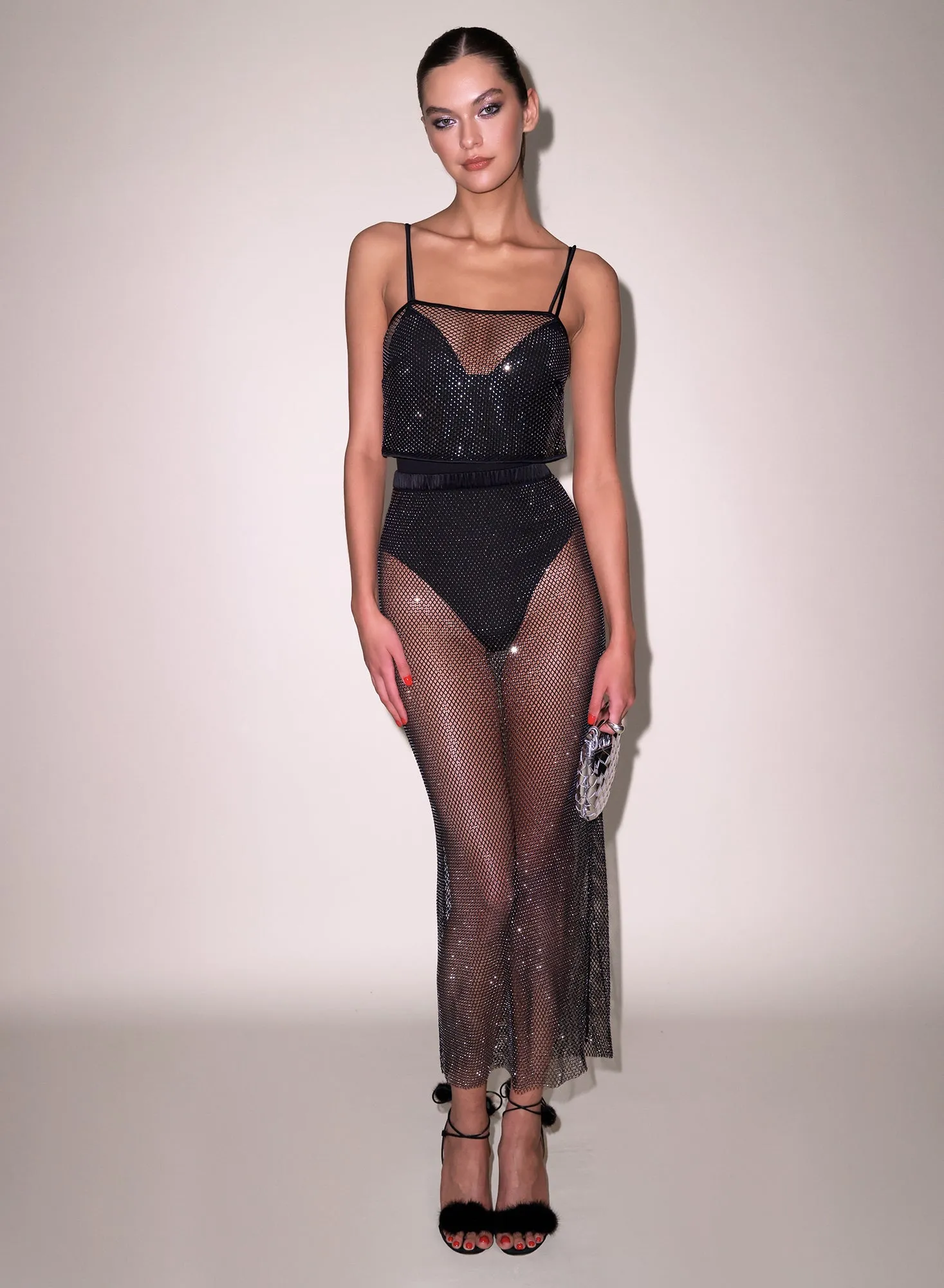 Rhinestone Fishnet Skirt sold by Fleur du Mal product image thumbnail 2