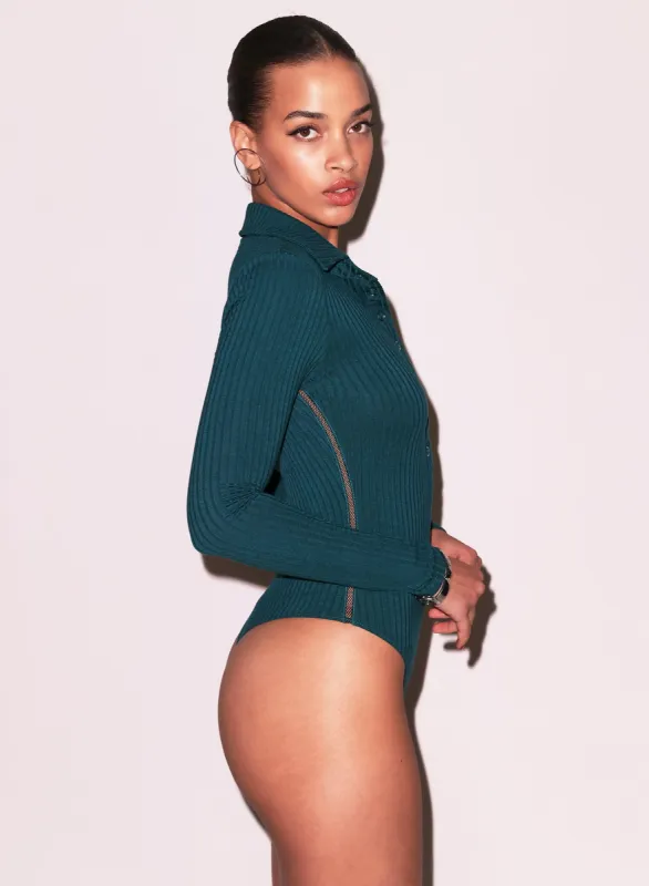 Rib Collared Bodysuit sold by Fleur du Mal