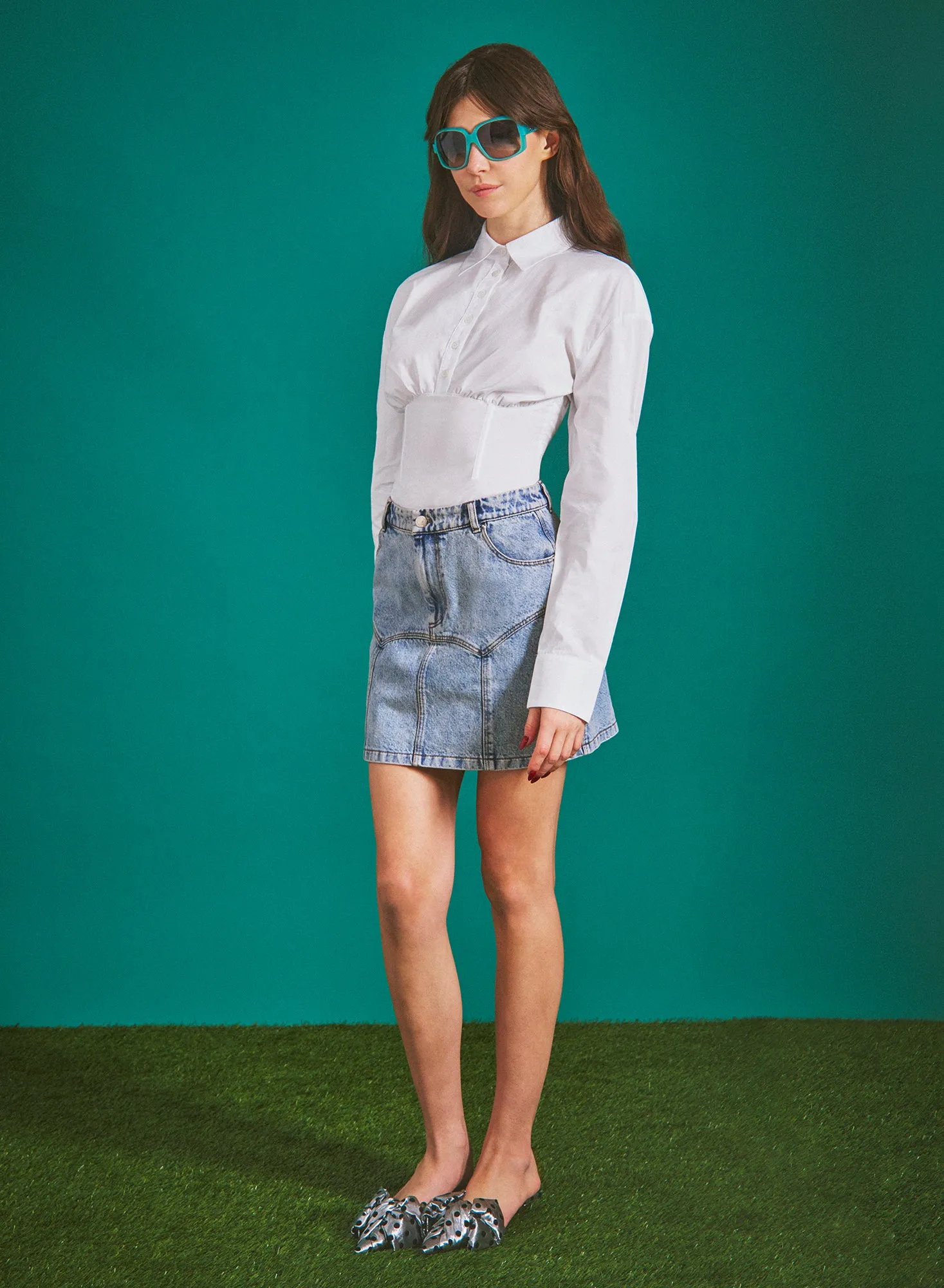 Poplin Button Down Bodysuit sold by Fleur du Mal