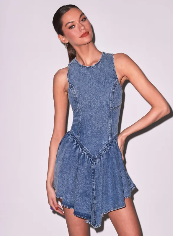 Denim Flare Mini Dress sold by Fleur du Mal