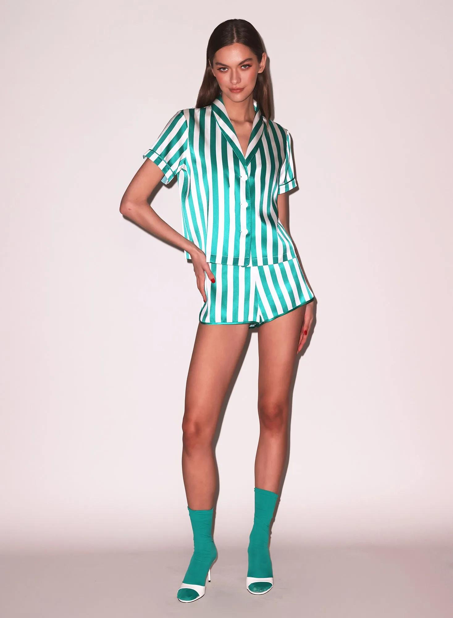 Riviera Stripe PJ Top sold by Fleur du Mal product image thumbnail 2