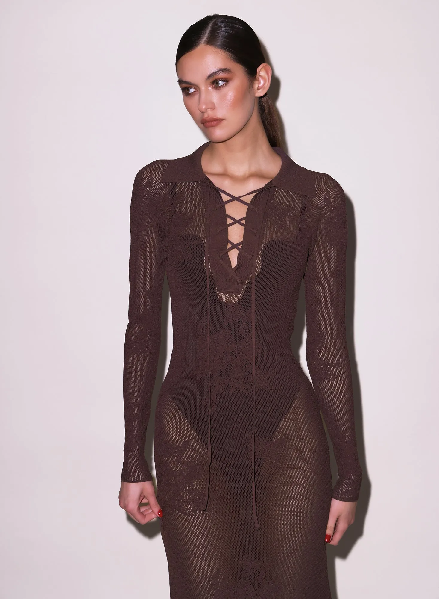 Lace Pointelle Long Sleeve Dress sold by Fleur du Mal