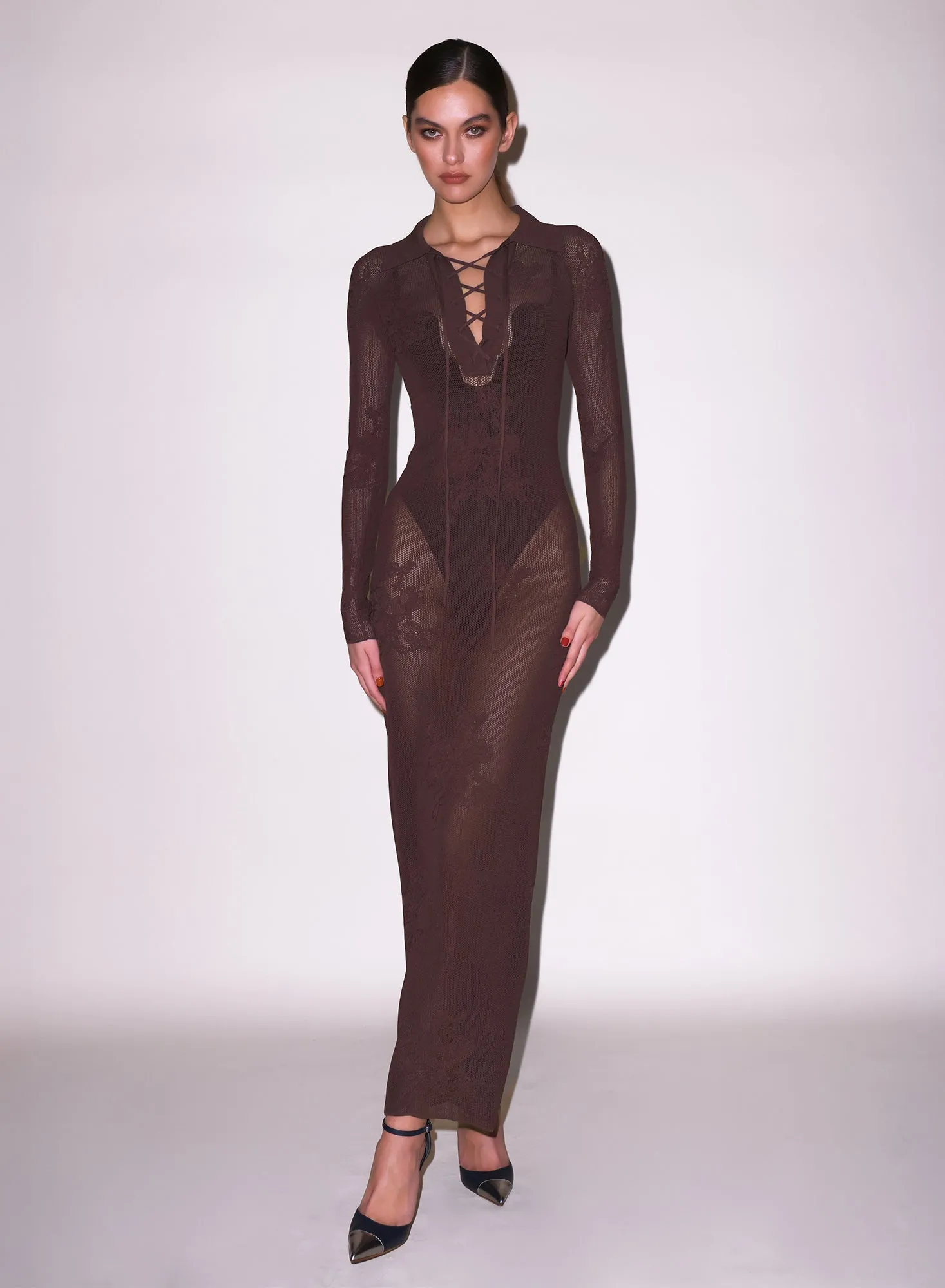Lace Pointelle Long Sleeve Dress sold by Fleur du Mal product image thumbnail 2