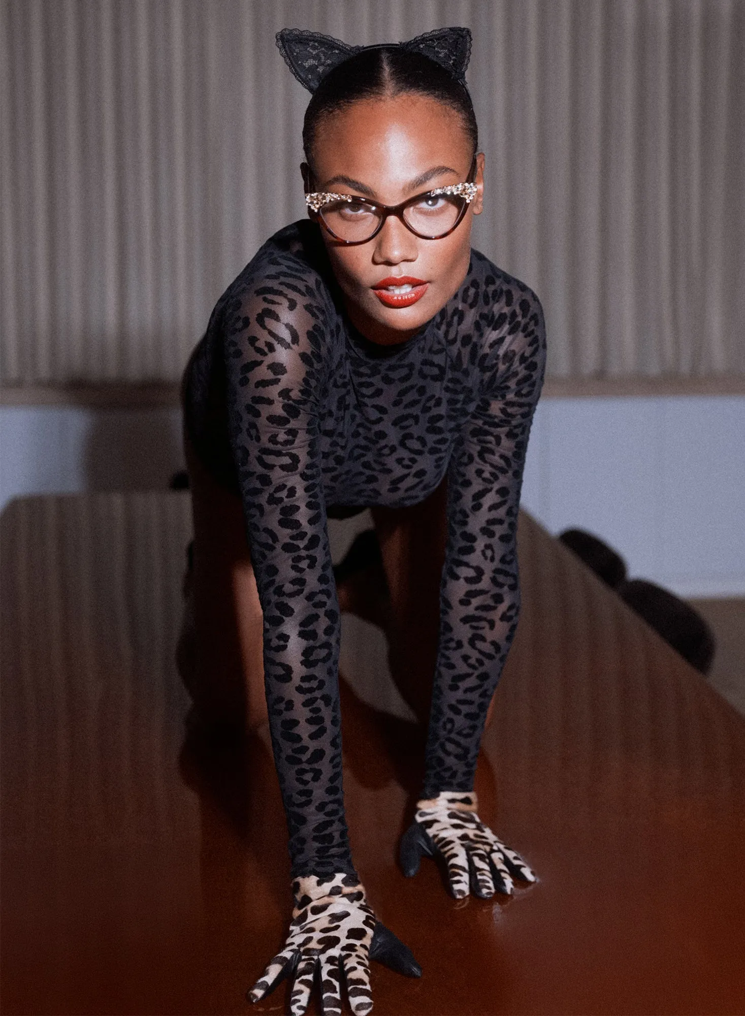 Flocked Leopard Bodysuit sold by Fleur du Mal product image thumbnail 4