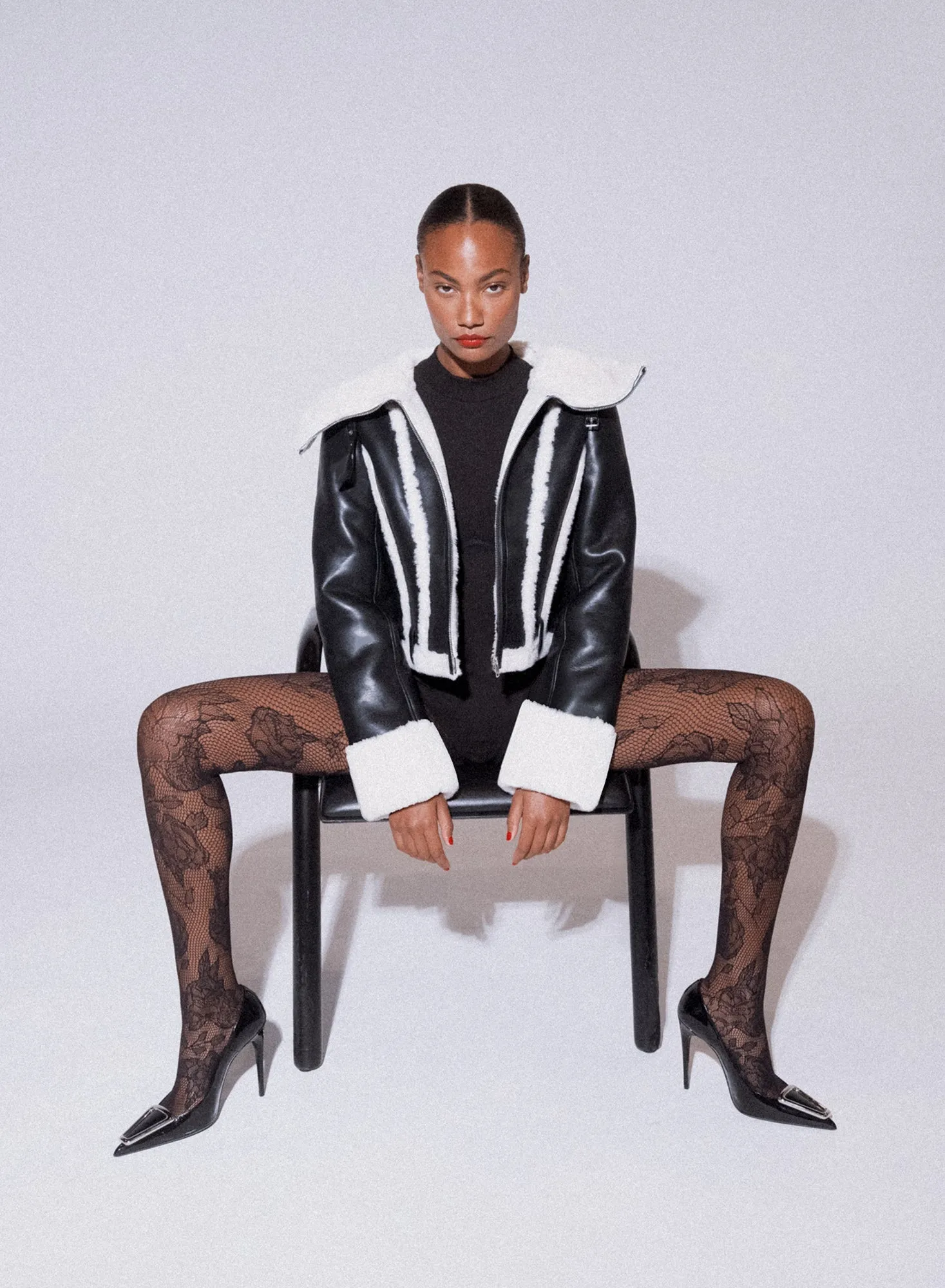 Leather & Fur Collar Jacket sold by Fleur du Mal