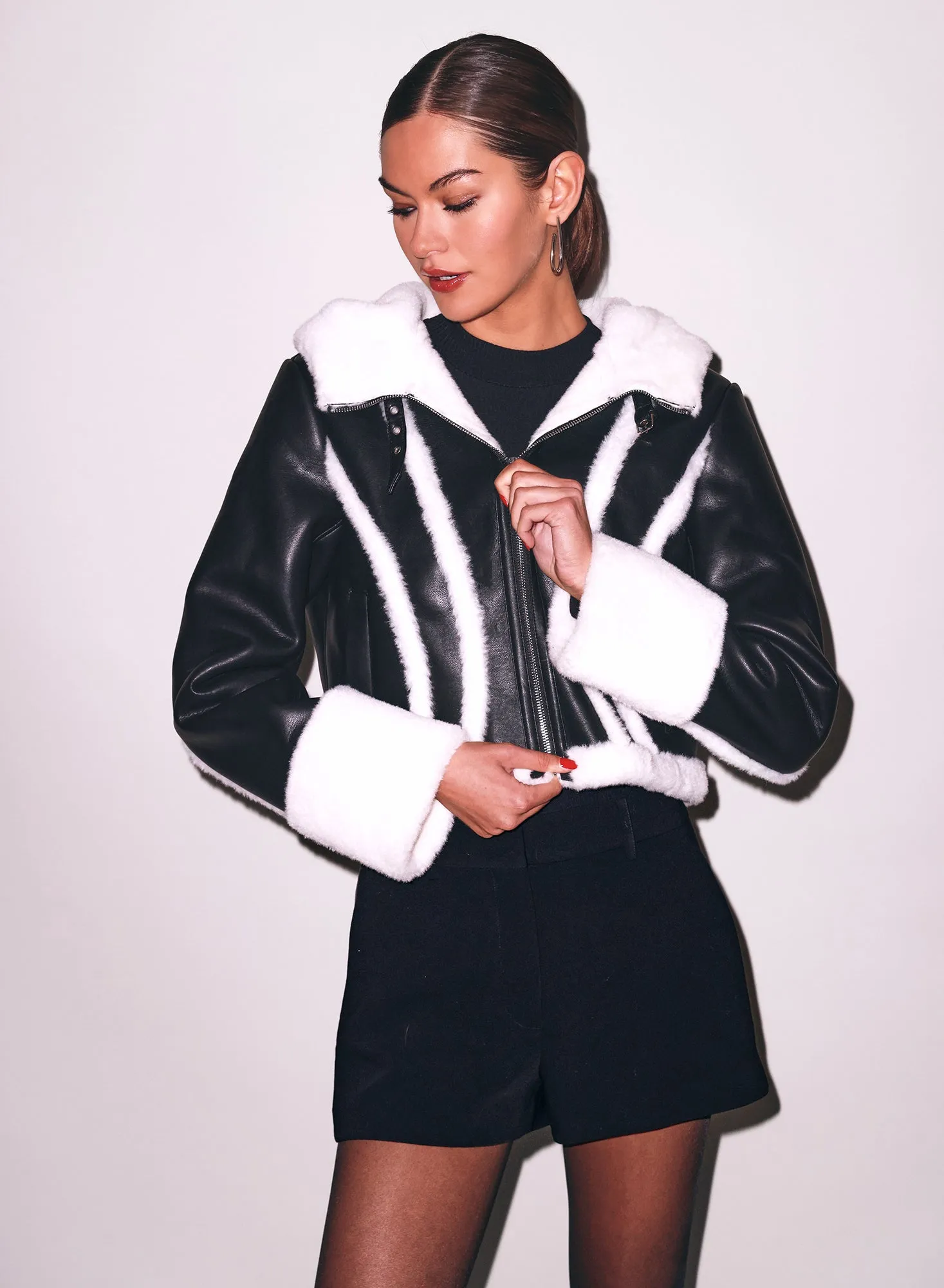 Leather & Fur Collar Jacket sold by Fleur du Mal product image thumbnail 2