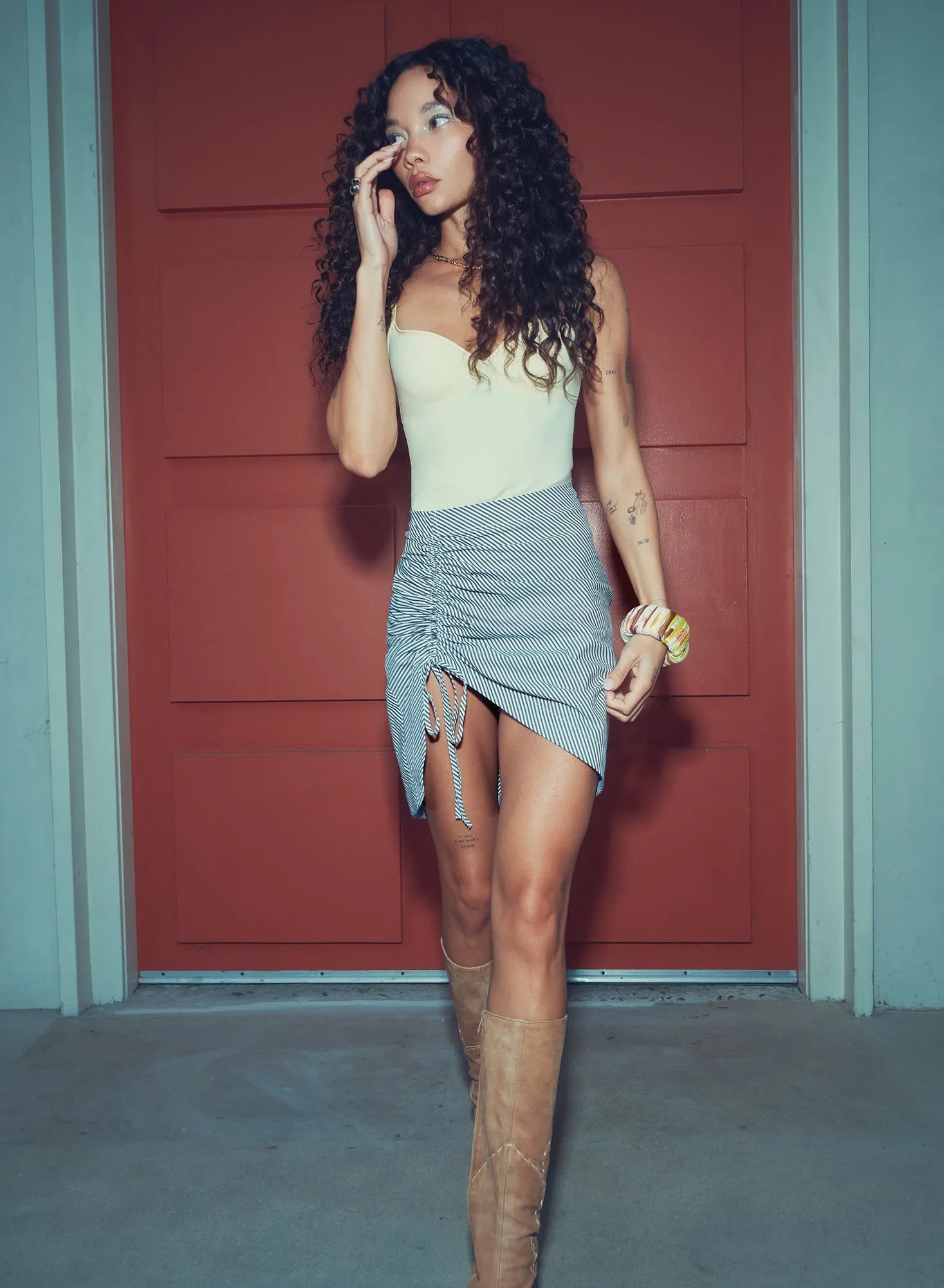 Poplin Draped Ruched Skirt sold by Fleur du Mal product image thumbnail 2