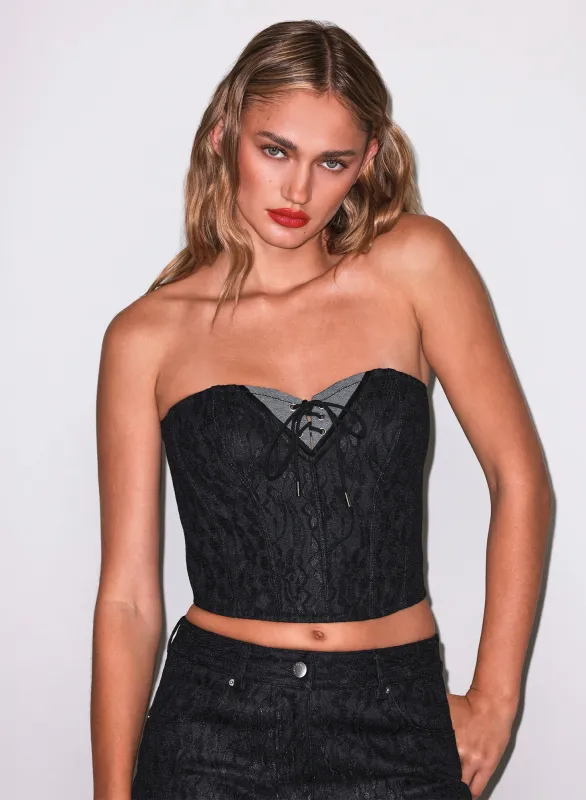 Lace Denim Bustier made by Fleur du Mal
