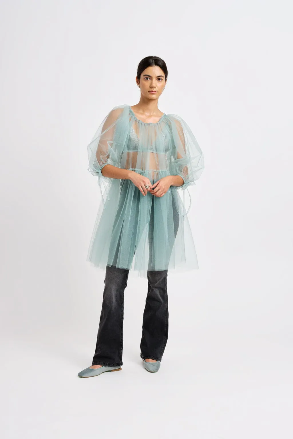 Fiona Tulle Seafoam Dress sold by Eliza Faulkner