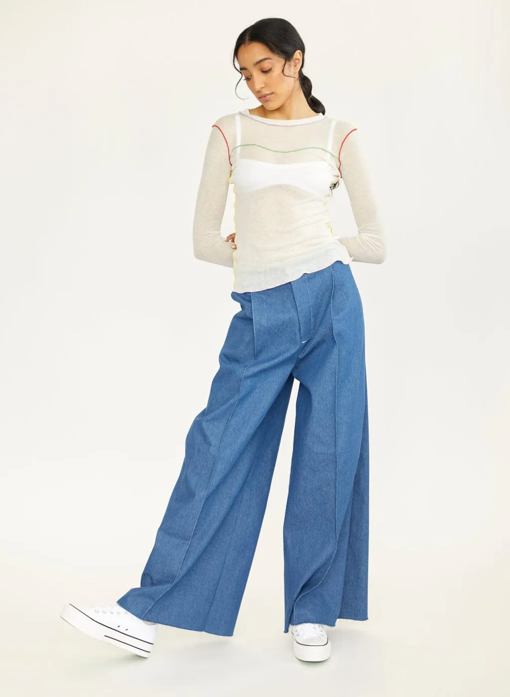 White & Multicolour Delia Long Sleeve Tee sold by Eliza Faulkner product image thumbnail 3