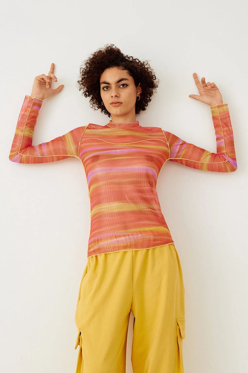 Wave Mesh Turtleneck Rainbow sold by Eliza Faulkner