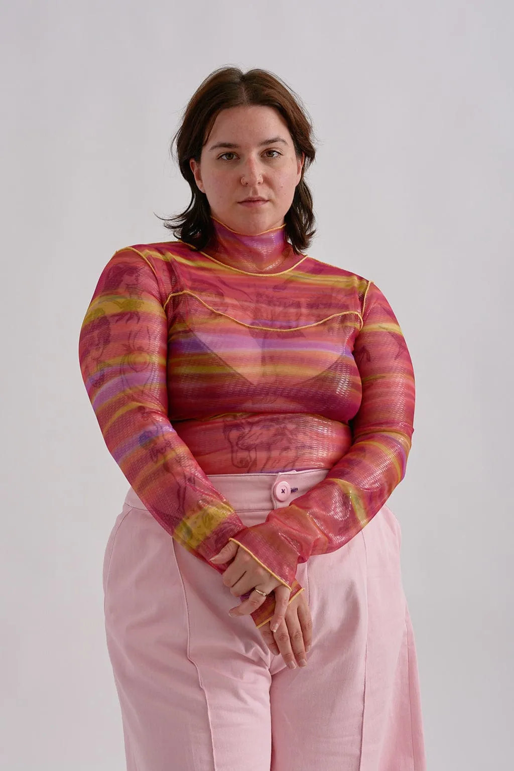 Wave Mesh Turtleneck Rainbow sold by Eliza Faulkner product image thumbnail 2