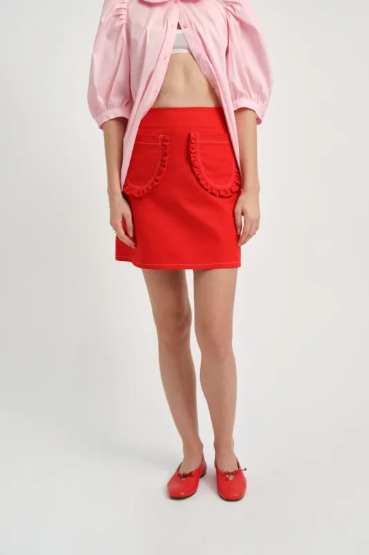 Tate Skirt Red Twill sold by Eliza Faulkner