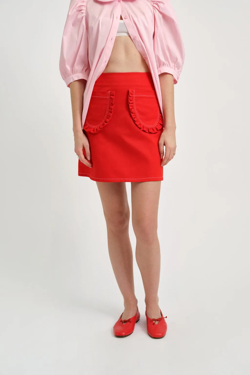 Tate Skirt Red Twill sold by Eliza Faulkner