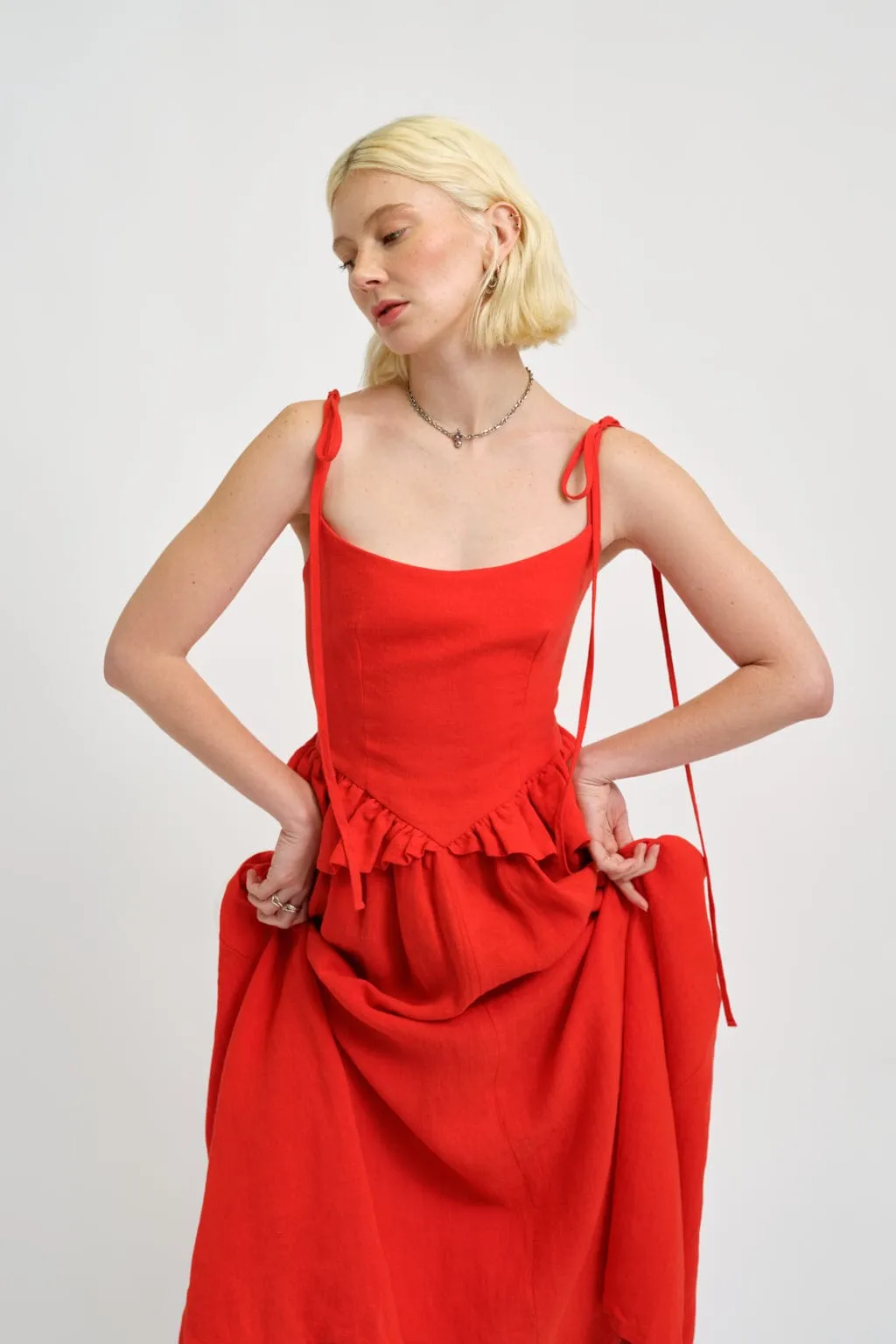 Tessa Dress Red Linen sold by Eliza Faulkner product image thumbnail 2