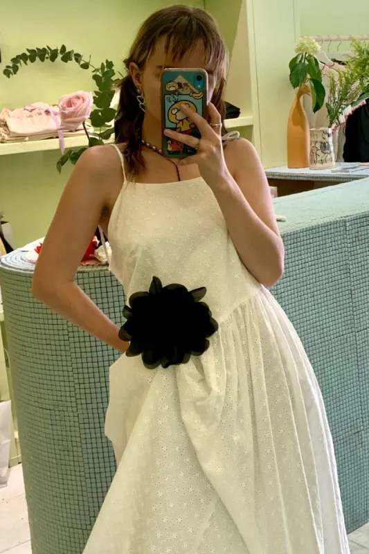 Black Flower Corsage made by Eliza Faulkner