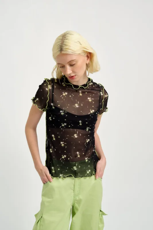 Remy Tee Black Floral Mesh made by Eliza Faulkner
