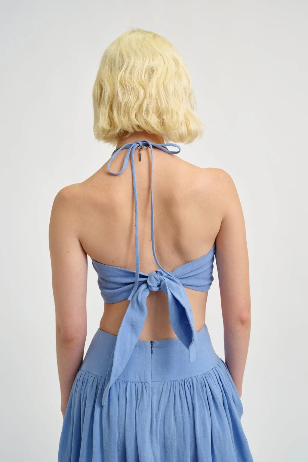 Frankie Halter Top Periwinkle Blue Linen sold by Eliza Faulkner product image thumbnail 3