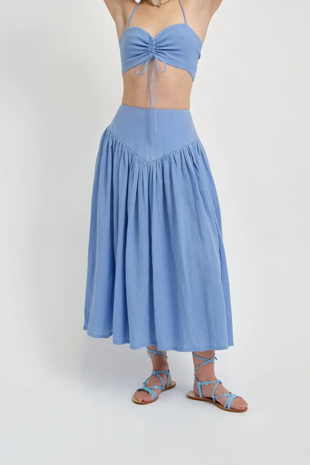 Lucille Skirt Blue Linen sold by Eliza Faulkner product image thumbnail 2