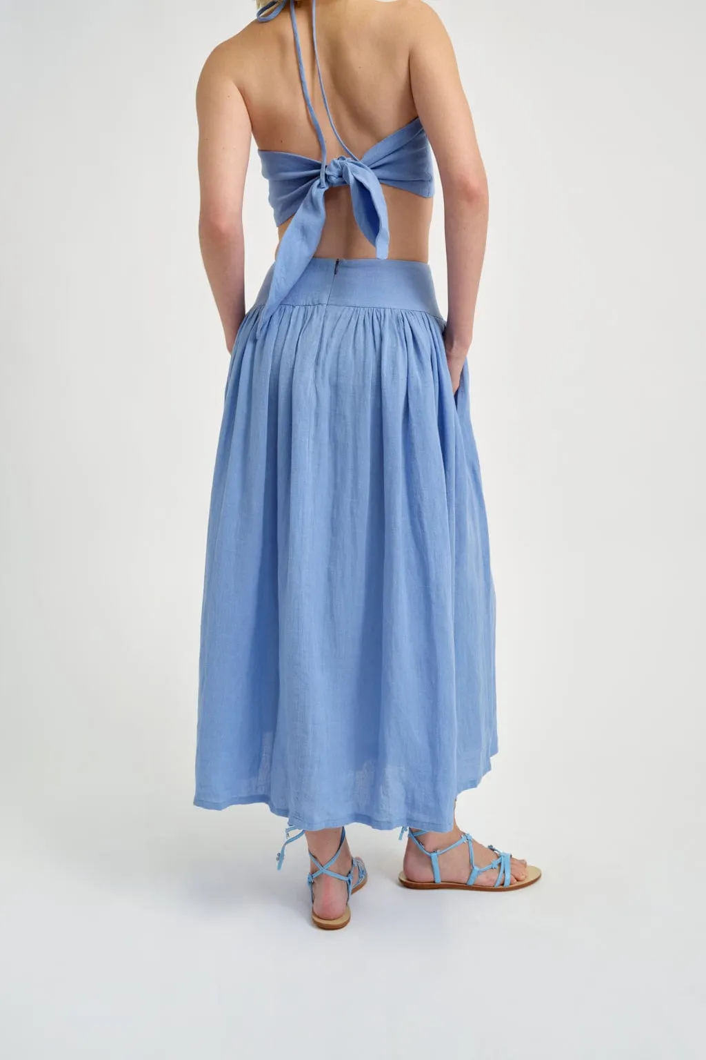 Lucille Skirt Blue Linen sold by Eliza Faulkner product image thumbnail 3