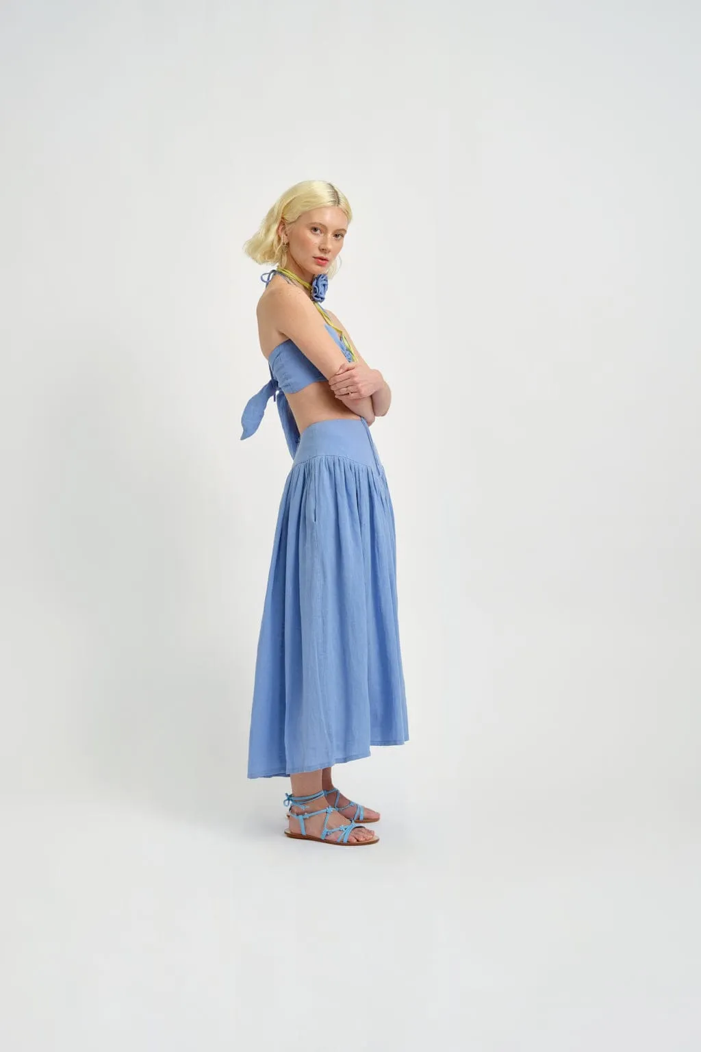 Lucille Skirt Blue Linen sold by Eliza Faulkner product image thumbnail 5