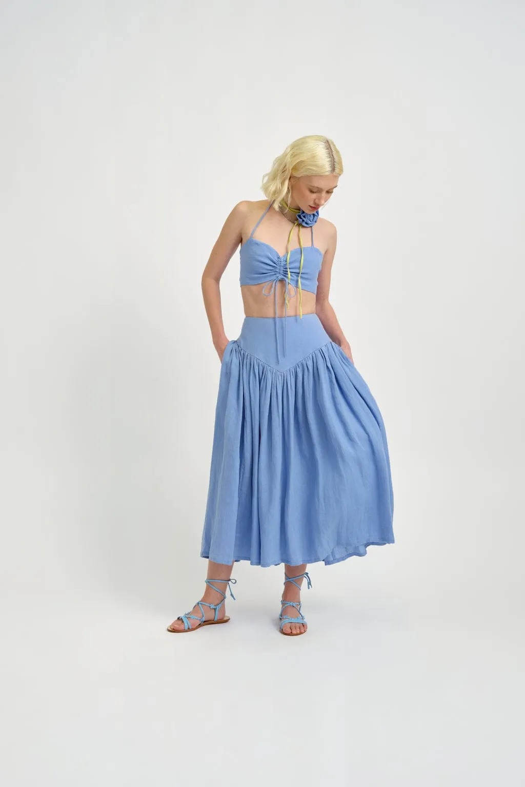 Lucille Skirt Blue Linen sold by Eliza Faulkner product image thumbnail 4