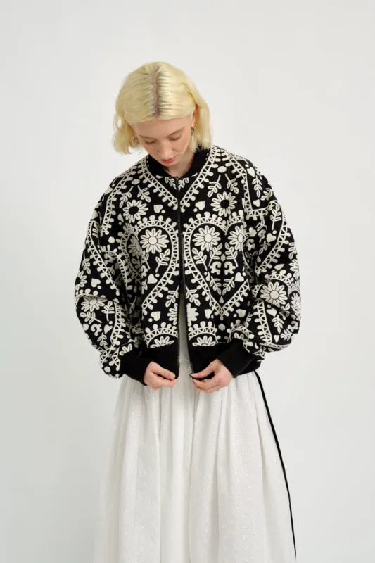Frida Jacket Black & White Jaquard sold by Eliza Faulkner