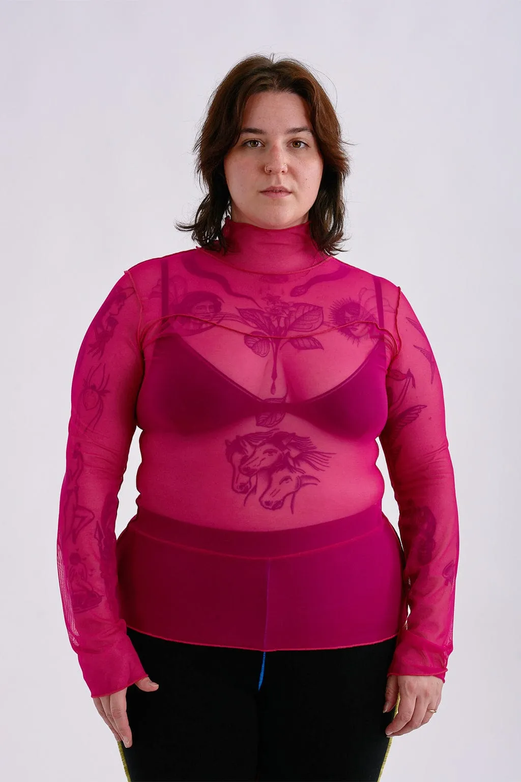 Wave Mesh Turtleneck Pink sold by Eliza Faulkner product image thumbnail 3