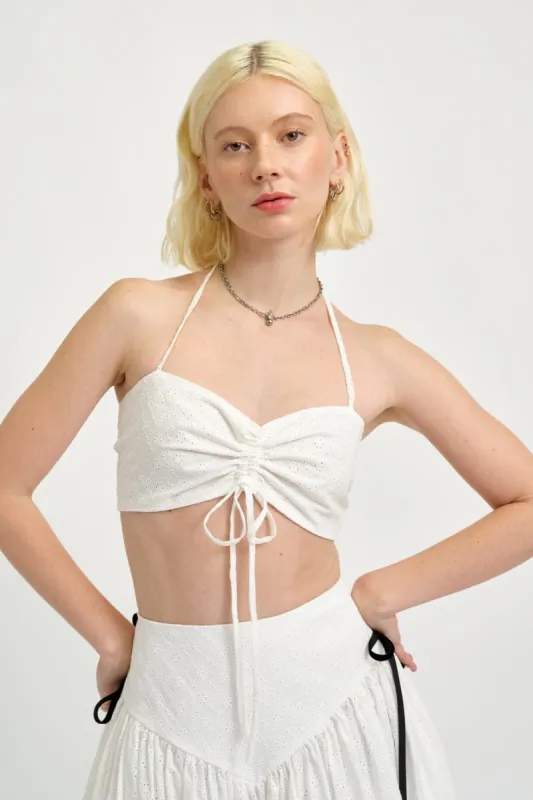 Frankie Halter Top White Eyelet sold by Eliza Faulkner