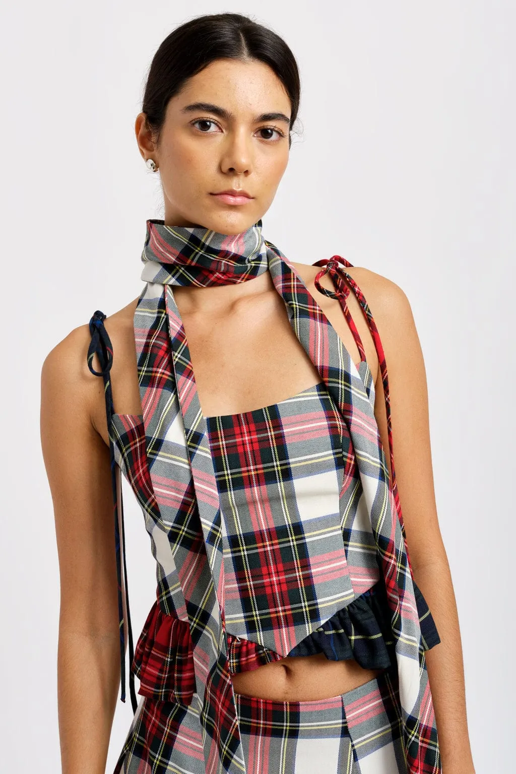 Sienna Long Scarf White Plaid sold by Eliza Faulkner product image thumbnail 2