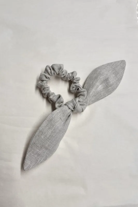 Bow-Tie 'Bunni' Scrunchie Beige Linen sold by Eliza Faulkner