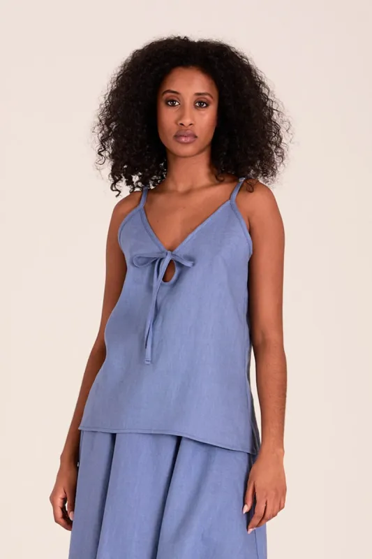 Cami Slip Tank Periwinkle Blue Linen made by Eliza Faulkner