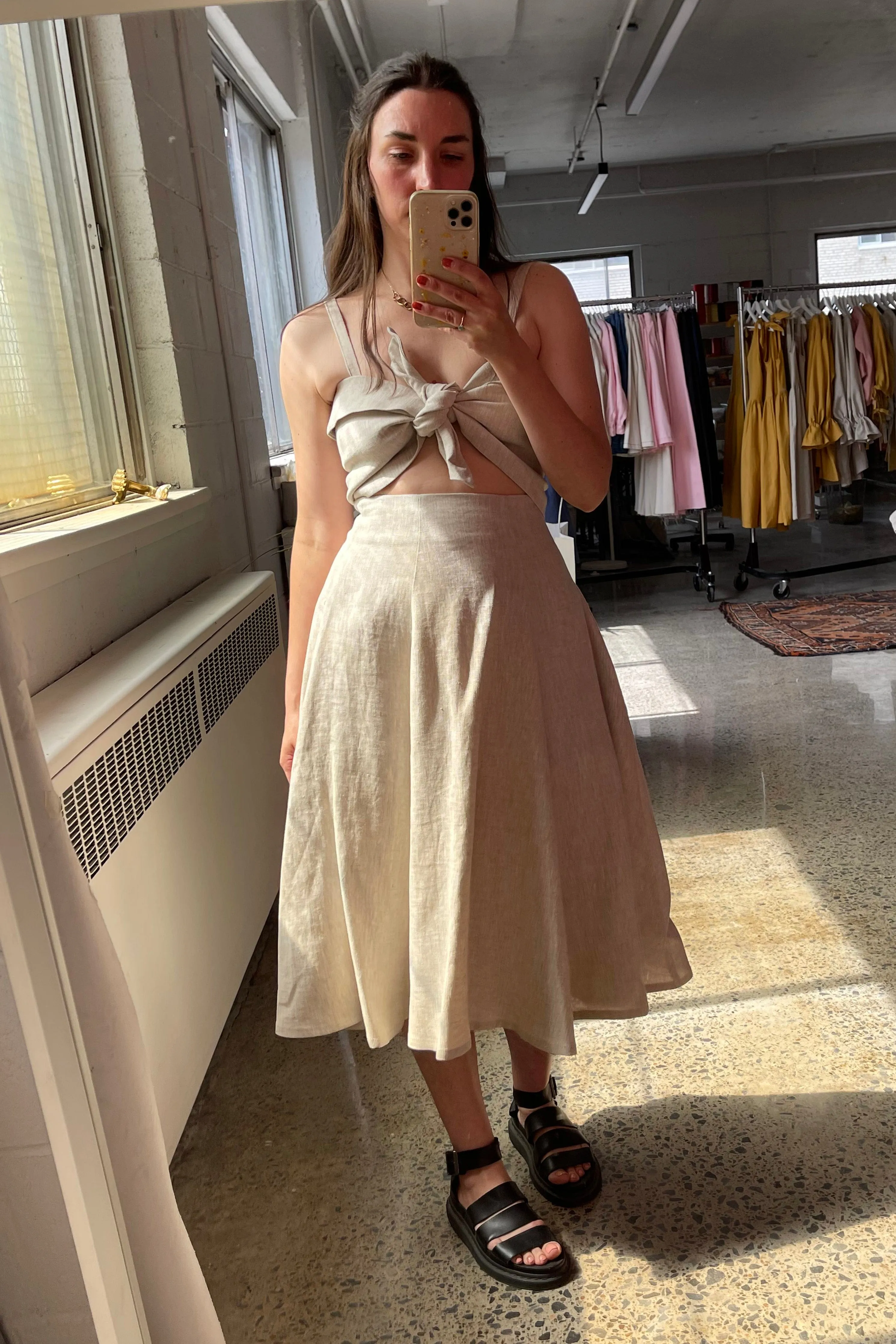 Raw Linen Berkley Skirt sold by Eliza Faulkner