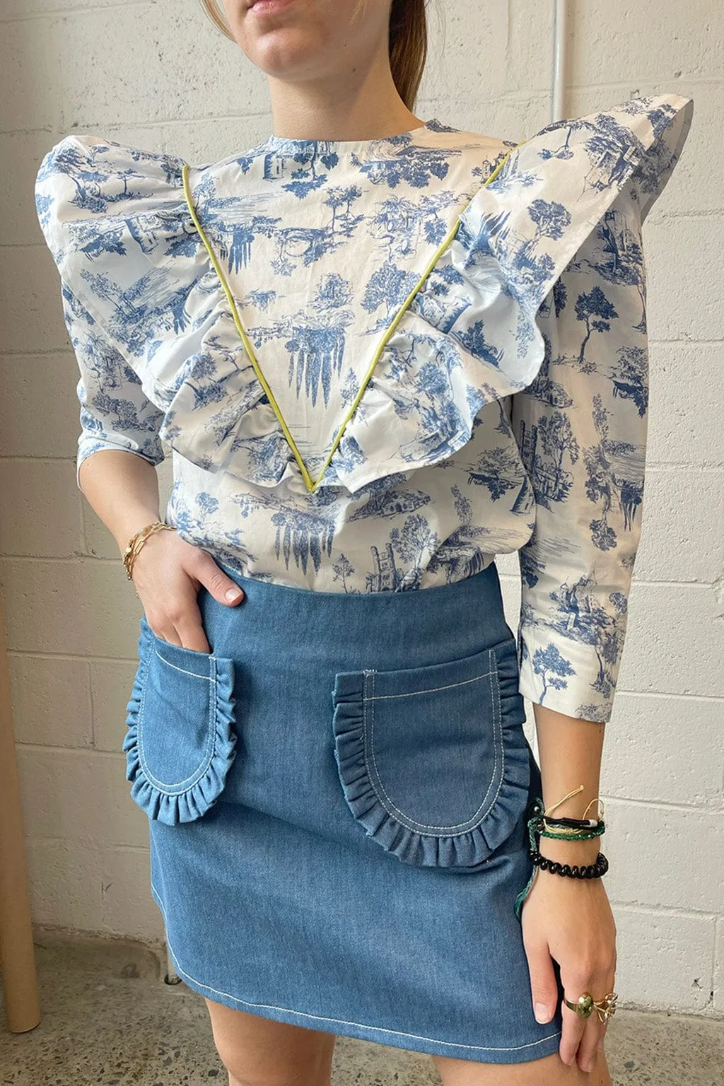 Joni Top Blue Toile De Jouy sold by Eliza Faulkner product image thumbnail 3