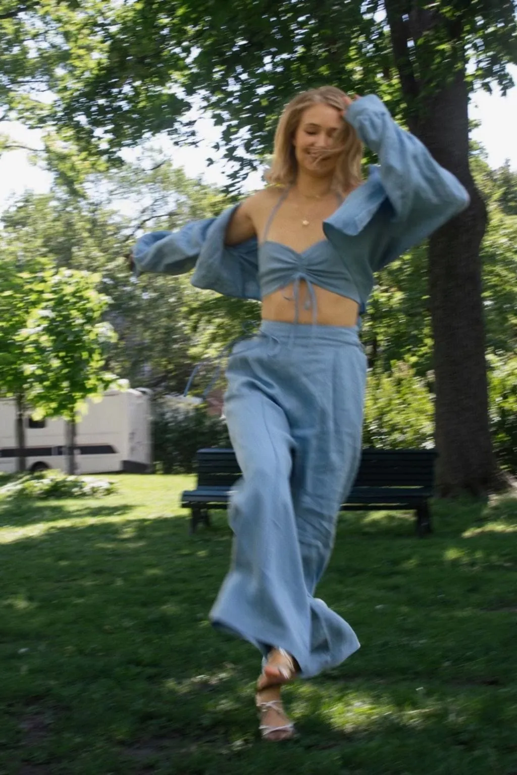 Romy Pant Blue Linen sold by Eliza Faulkner product image thumbnail 5