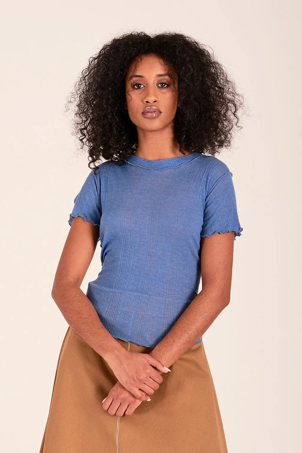 Rib Tee Periwinkle Blue sold by Eliza Faulkner