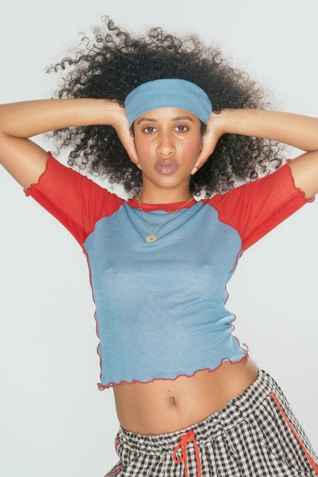 Imperfect Ruth Tee Blue & Red sold by Eliza Faulkner