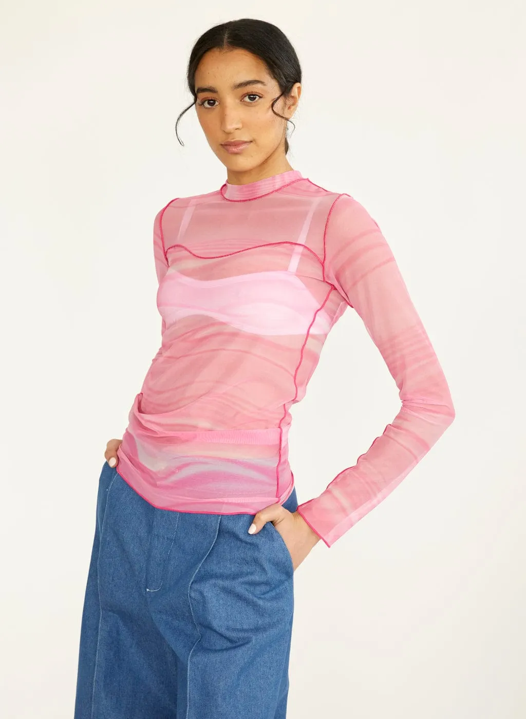 Pink Toni Mesh Long Sleeve Tee sold by Eliza Faulkner product image thumbnail 4