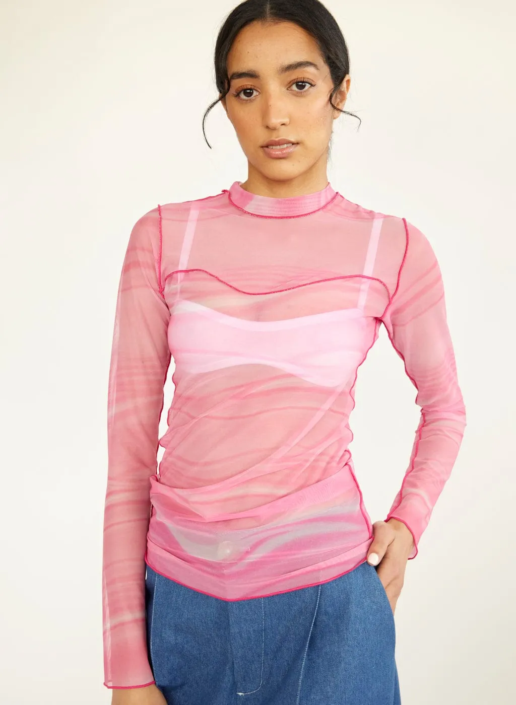 Pink Toni Mesh Long Sleeve Tee sold by Eliza Faulkner