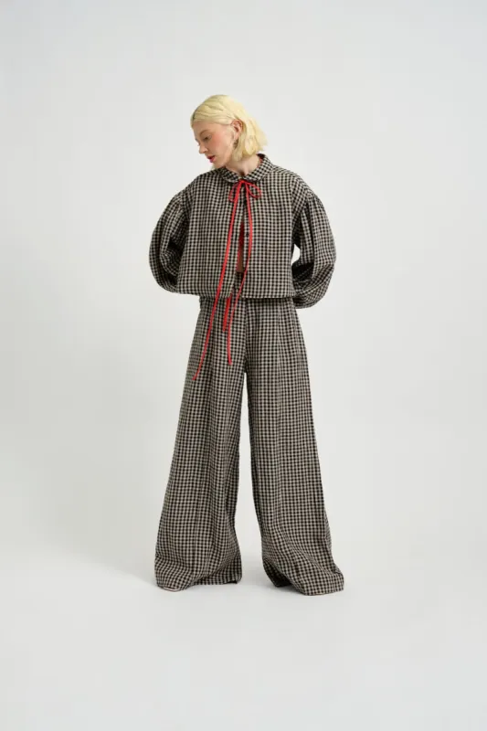 Romy Pant Gingham Linen sold by Eliza Faulkner
