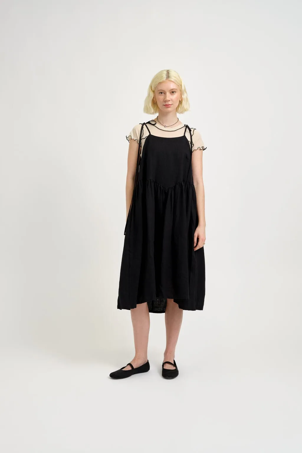 Amelie Dress Black Linen sold by Eliza Faulkner