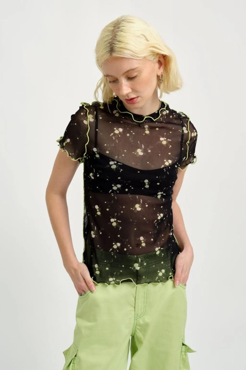 Imperfect Remy Tee Black Floral Mesh sold by Eliza Faulkner