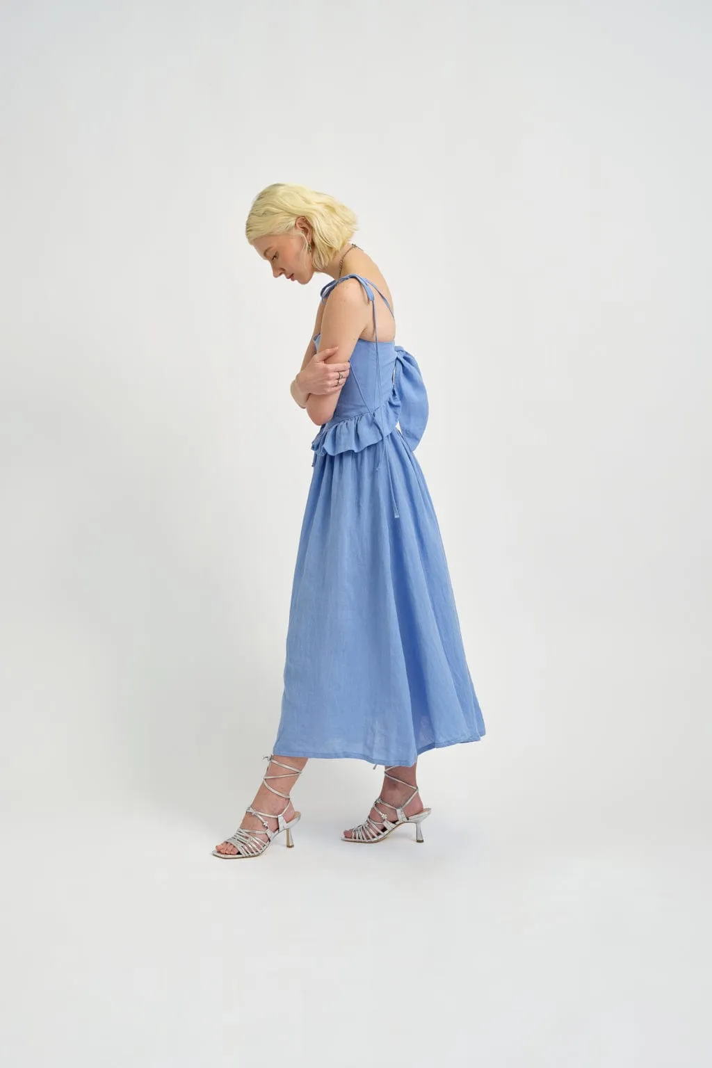 Tessa Dress Blue Linen sold by Eliza Faulkner product image thumbnail 2
