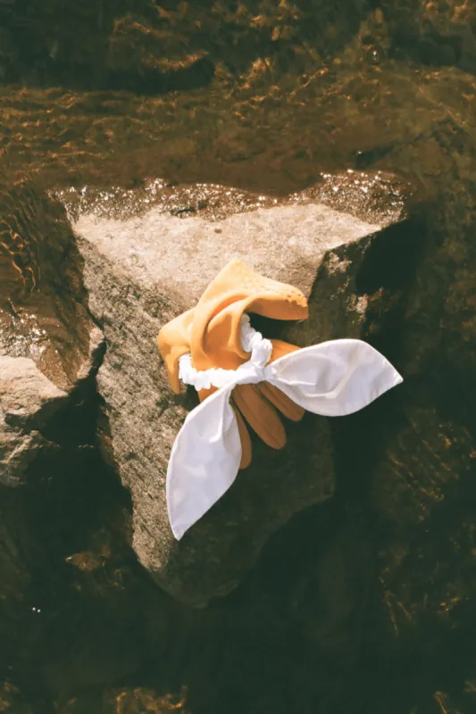 Bow-Tie 'Bunni' Scrunchie White Cotton sold by Eliza Faulkner