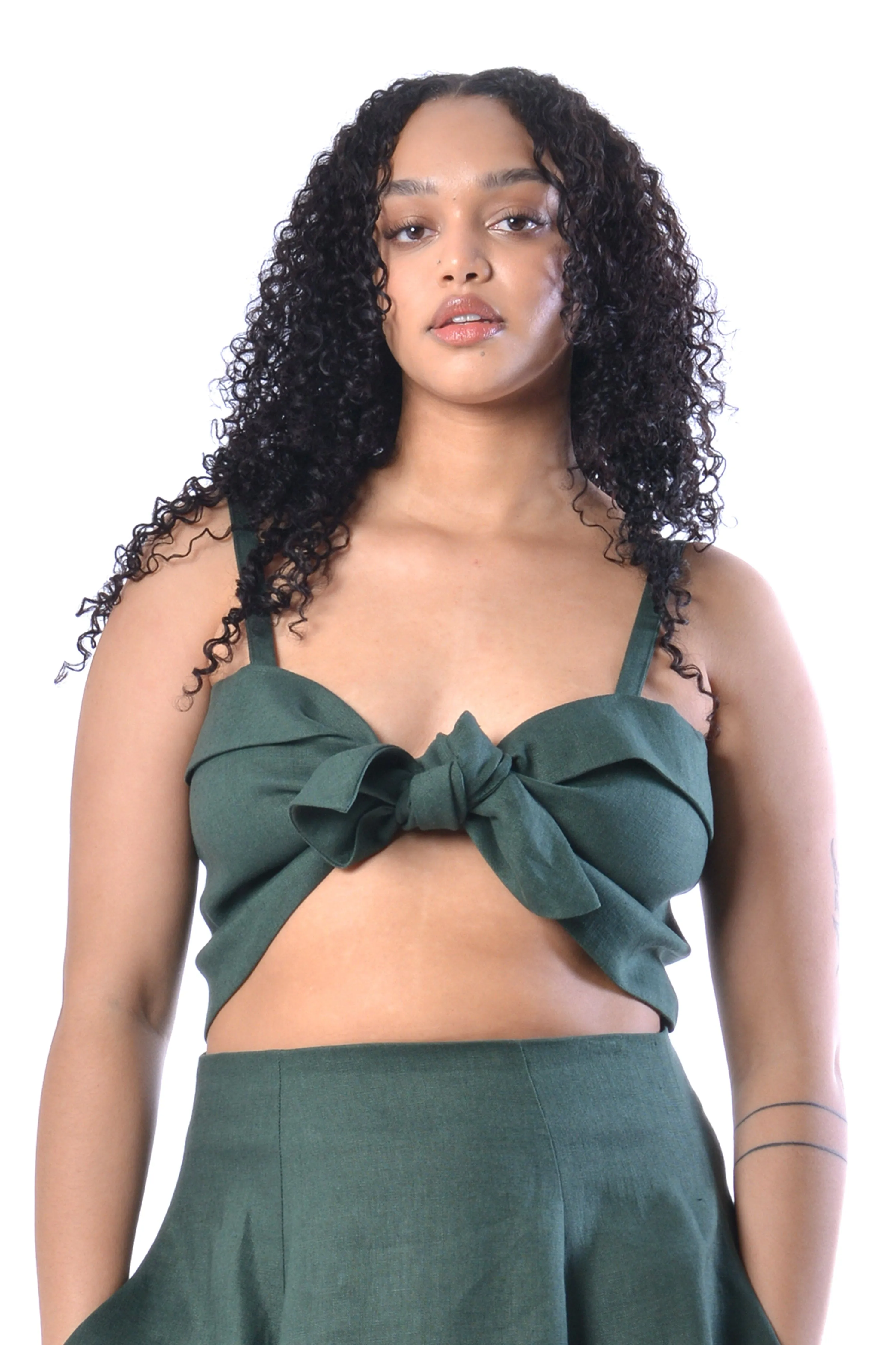 Forest Green Linen Molly Top sold by Eliza Faulkner product image thumbnail 4