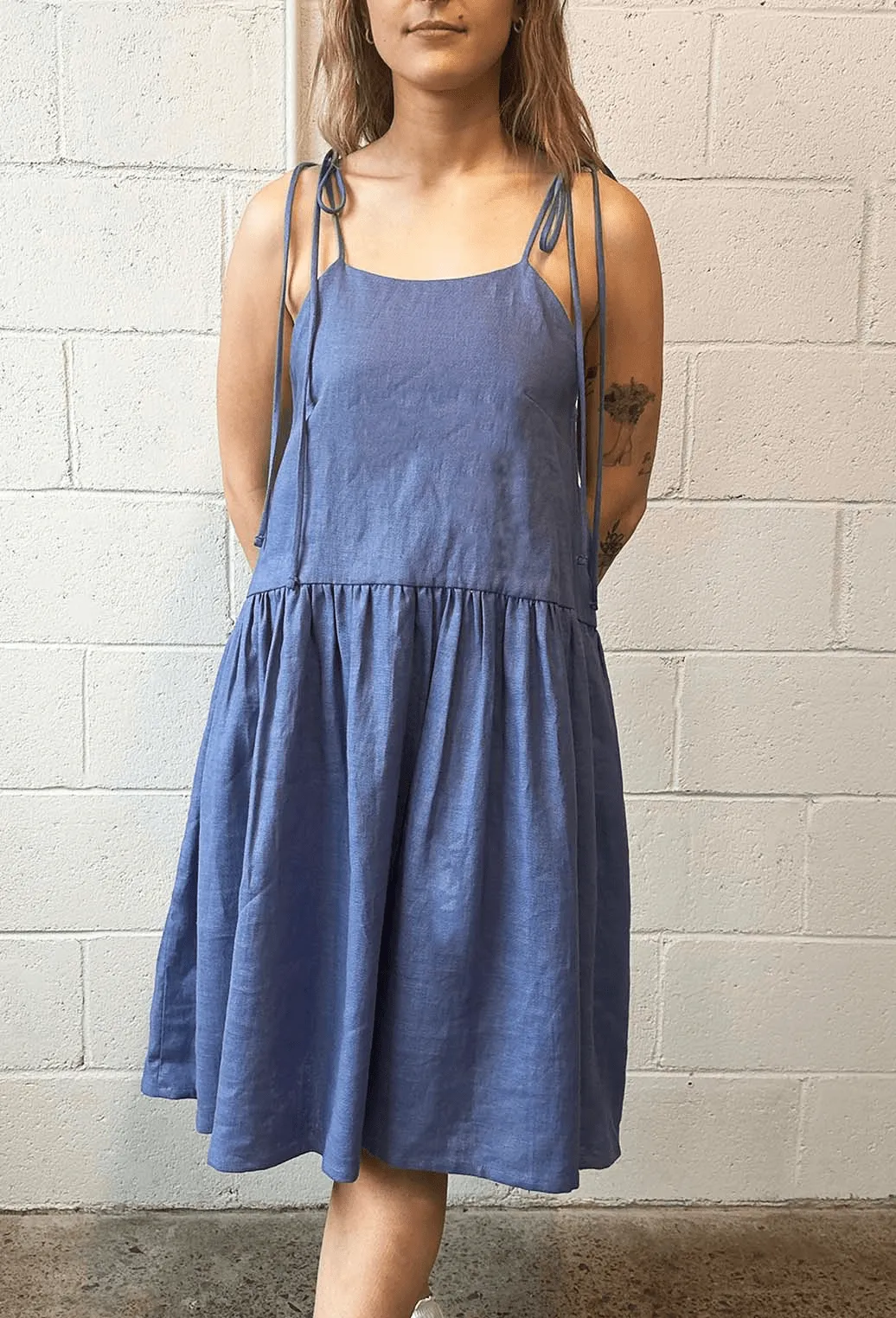 Tig Dress Periwinkle Blue Linen sold by Eliza Faulkner