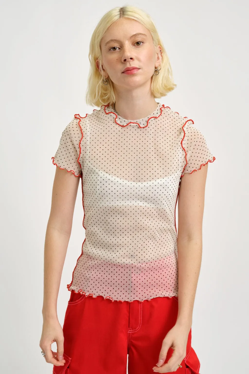Remy Tee Cream Polkadot Mesh sold by Eliza Faulkner
