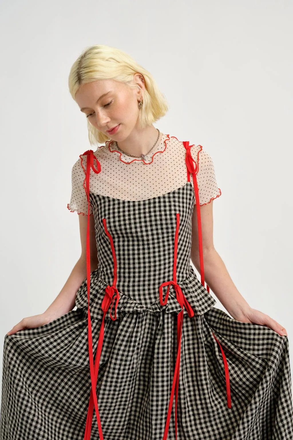 Remy Tee Cream Polkadot Mesh sold by Eliza Faulkner product image thumbnail 4