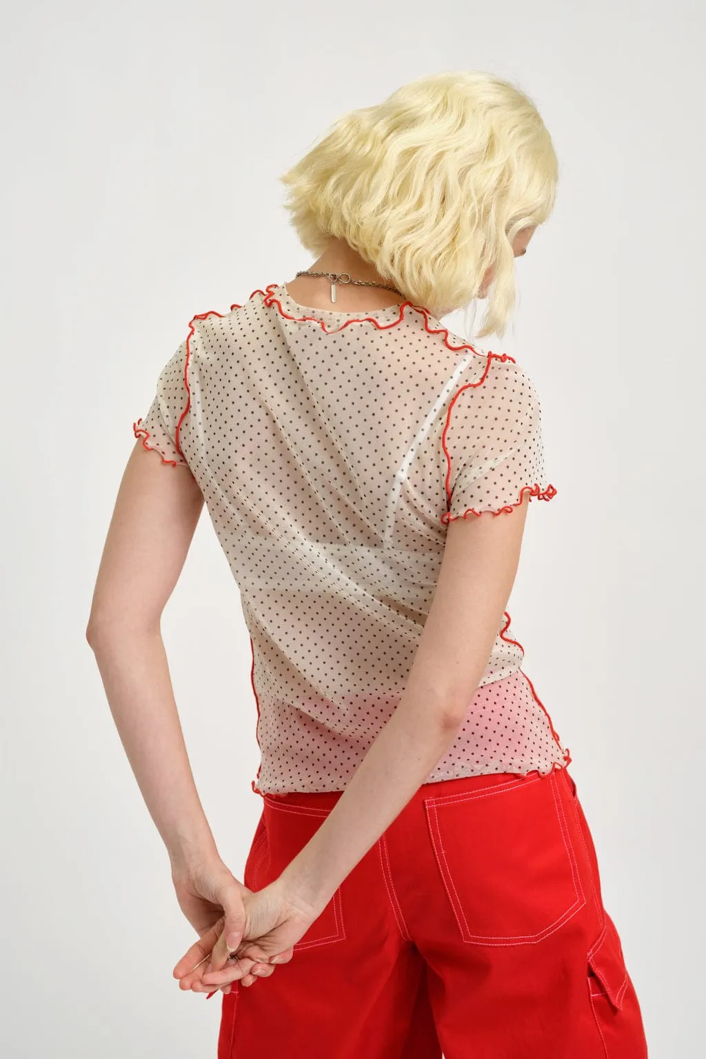 Remy Tee Cream Polkadot Mesh sold by Eliza Faulkner product image thumbnail 2